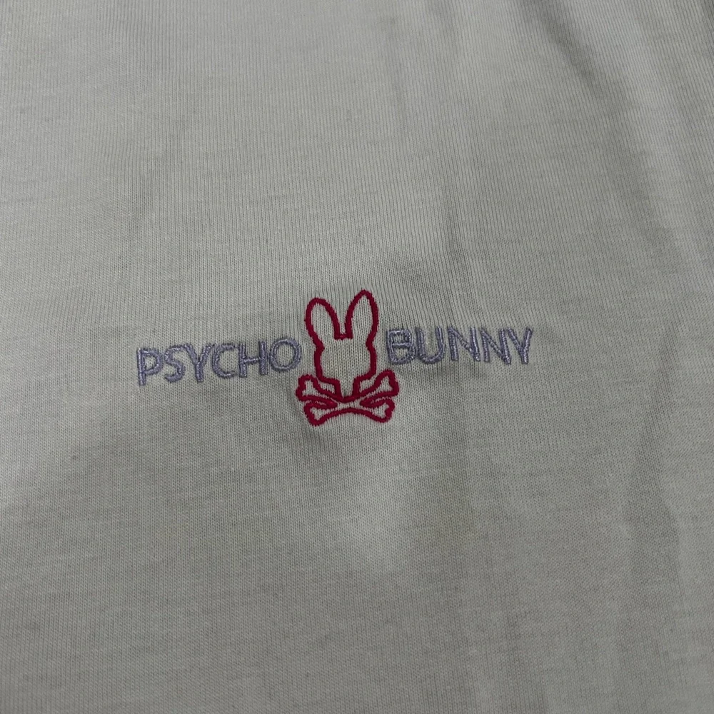 Psycho Bunny White Tee with Pink Bunny Skull Outline - Picture 3 of 4